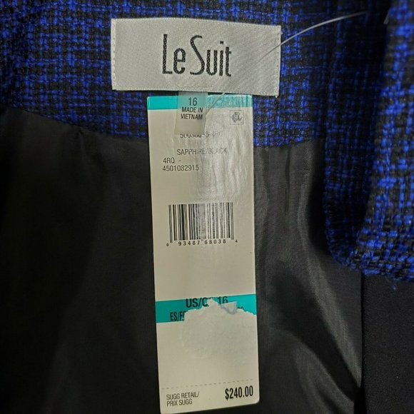 LE SUIT Sapphire Black Open Front Suit Jacket 16 - Picture 5 of 7